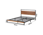 Oikiture Bed Frame Queen Size Metal Frame Wood