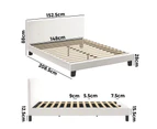 Oikiture Bed Frame Queen Size Bed Platform White Boucle