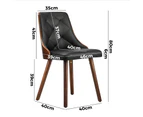 Oikiture 6x Dining Chairs Wooden Chair Kitchen Cafe Faux Leather Padded Black