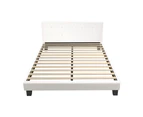 Oikiture Bed Frame Queen Size Bed Platform White Boucle