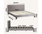 Oikiture Bed Frame King Size Bed Platform Wooden Fabric Grey