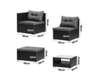 Livsip Outdoor Lounge Setting 7pc Wicker Sofa Set Furniture Rattan Patio Garden