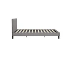 Oikiture Bed Frame King Size Bed Platform Wooden Fabric Grey