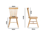 Oikiture 2x Dining Chairs Minimalist Vertical Back Chair Wooden Home Rubber Wood