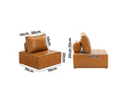 Oikiture 4PC Modular Sofa Lounge Chair Armless TOFU Back PU Leather Brown