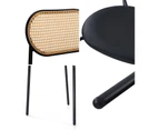 Oikiture 2PCS Dining Chair Accent Chairs Rattan Furniture PU Leather Black