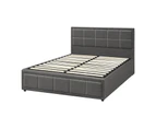 Oikiture Bed Frame Double Size Gas Lift Storage Base Fabric Grey