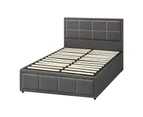 Oikiture Bed Frame King Single Gas Lift Storage Base Fabric Grey