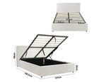 Oikiture Bed Frame Double Size Gas Lift Base With Storage White Boucle