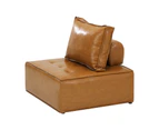 Oikiture 4PC Modular Sofa Lounge Chair Armless TOFU Back PU Leather Brown