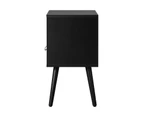 Oikiture 2 X Bedside Tables Side Table w/ Leather Handle Black