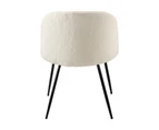 Oikiture 2x Dining Chairs Accent Chair Armchair Kitchen Upholstered Sherpa White