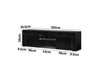 Oikiture Entertainment Unit TV Stand LED Gloss 130cm - Black