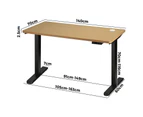 Oikiture 140CM Standing Desk Single Motor Black Frame OAK Desktop