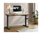 Oikiture 140CM Standing Desk Single Motor Black Frame OAK Desktop