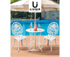 Livsip Outdoor Setting Dining Table & Chairs 3 Piece Bistro Set Cast Aluminum Patio Garden Furniture Rose