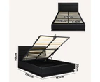 Oikiture Bed Frame Double Size LED Gas Lift Black LAYZ