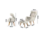 Oikiture 360 Swivel Armchair Recliner Lounge Ottoman Accent Chair Sofa With Stool Beige