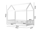 Oikiture Bed Frame Kids Wooden Single Timber House Frame Platform