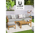 Livsip Outdoor Furniture 6-Piece Wooden Sofa Set Couch Lounge Dining Setting Patio Furniture with Cushions