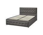 Oikiture Bed Frame Queen Size Gas Lift Base With Storage Grey Fabric