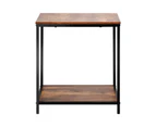 Oikiture Side End Table Coffee Table Bedside Shelf 2-Tier Industrial Furniture