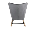 Oikiture Rocking Chair Nursing Armchair Velvet Accent Chairs Upholstered Grey