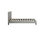 Oikiture Bed Frame Single Size Mattress Base Platform Wooden Slats Grey Fabric