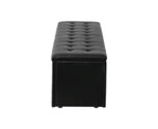 Oikiture Storage Ottoman Blanket Box Foot Stool XL Chest Toy PU Leather Black