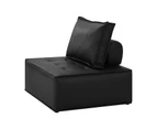 Oikiture 2PC Modular Sofa Lounge Chair Armless TOFU Back PU Leather Black