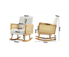 Oikiture Rocking Chair Nursing Armchair Linen Accent Chairs PE Rattan Beige