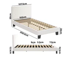 Oikiture Bed Frame King Single Bed Platform White Boucle