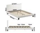 Oikiture Bed Frame Double Size Bed Platform White Boucle