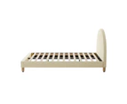 Oikiture Bed Frame Double Size Arched Beds Platform Beige Fabric