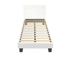 Oikiture Bed Frame King Single Bed Platform White Boucle