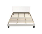 Oikiture Bed Frame King Size Bed Platform White Boucle