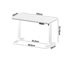 Oikiture 120CM Electric Standing Desk Single Motor Height Adjustable Sit Stand Table White Frame White Tabletop