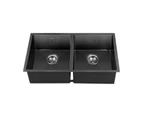 Welba Kitchen Sink Stainless Steel Basin Double Under/Top/Flush Mount Black