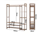 Oikiture Clothes Rack Open Wardrobe Garment Coat Hanging Rail Bamboo 8 Shelves