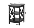 Oikiture Side Table Coffee Bedside Sofa End Tables 3-tier Shelf Black