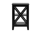 Oikiture Side Table Coffee Bedside Sofa End Tables 3-tier Shelf Black