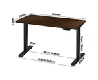 Oikiture 140CM Standing Desk Single Motor Black Frame Walnut Desktop