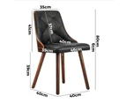 Oikiture x2 Dining Chairs Wooden Chair Kitchen Cafe Faux Leather Padded Seat