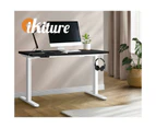 Oikiture 140cm Electric Standing Desk Dual Motor White Frame Black Desktop