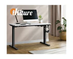 Oikiture 140CM Standing Desk Single Motor Black Frame White Desktop