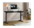 Oikiture 140CM Standing Desk Single Motor Black Frame Black Desktop