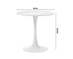 Oikiture 60cm Dining Table Kitchen Marble Tulip Round Metal Leg White