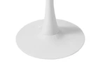 Oikiture 60cm Dining Table Kitchen Marble Tulip Round Metal Leg White