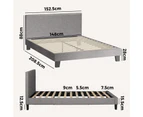 Oikiture Bed Frame Queen Size Mattress Base Platform Wooden Slats Grey Fabric