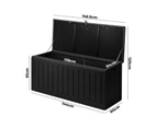 Livsip Outdoor Storage Box Bench 490L Cabinet Container Garden Deck Tool Black